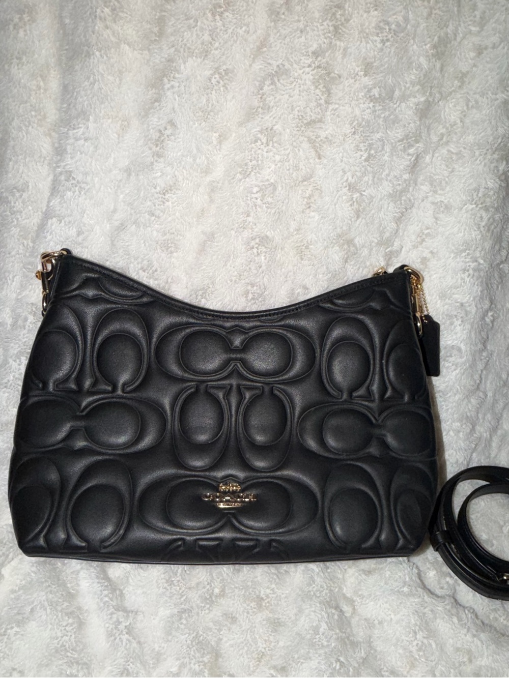Coach Black Quilted Signature Leather Shoulder Hobo